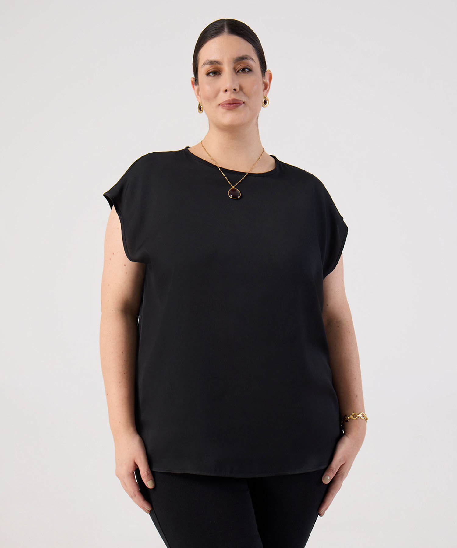 Blusa sin Manga con Abertura de Gota Para Mujer Curvy