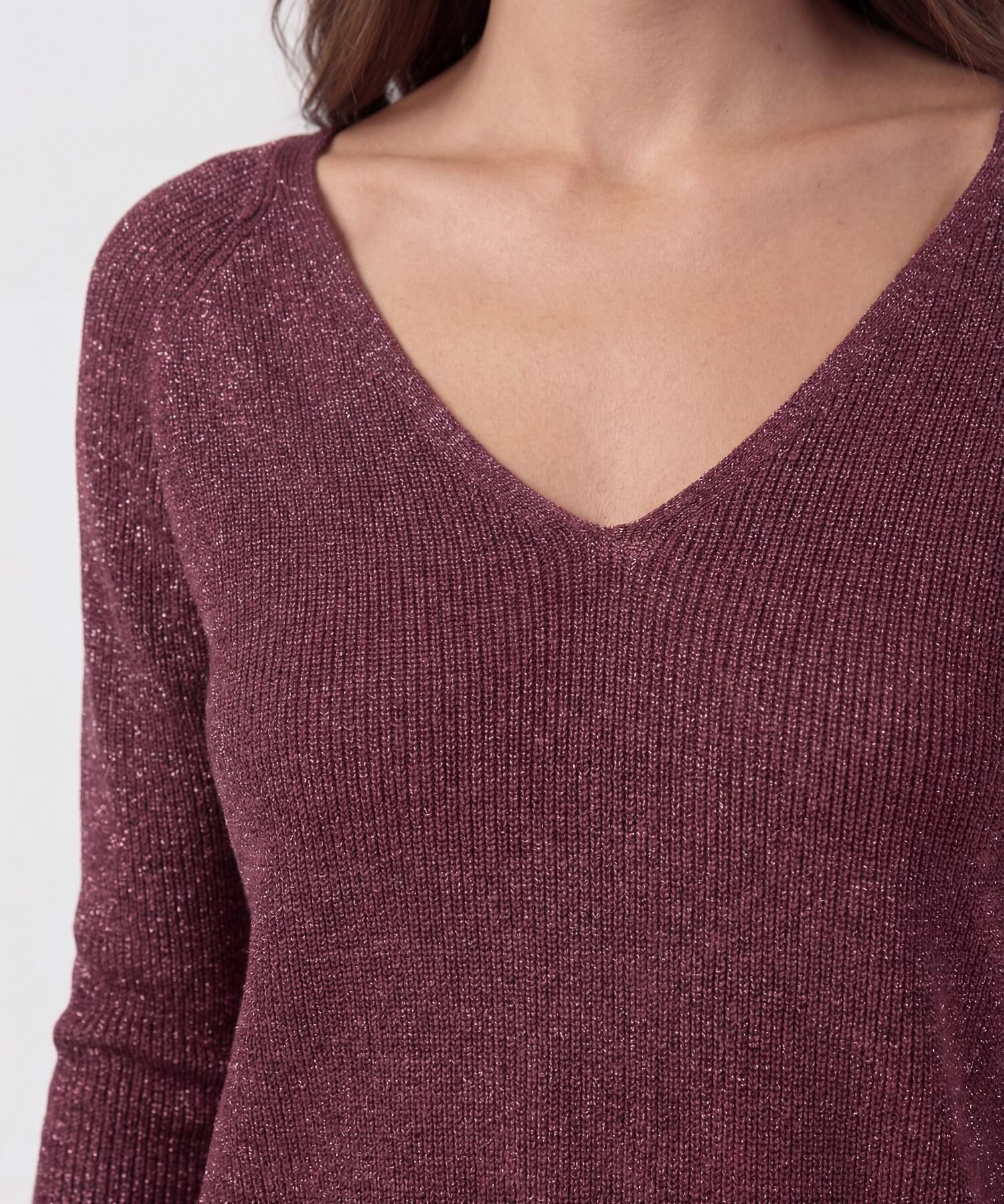 Saco De Punto Cuello En V Mujer