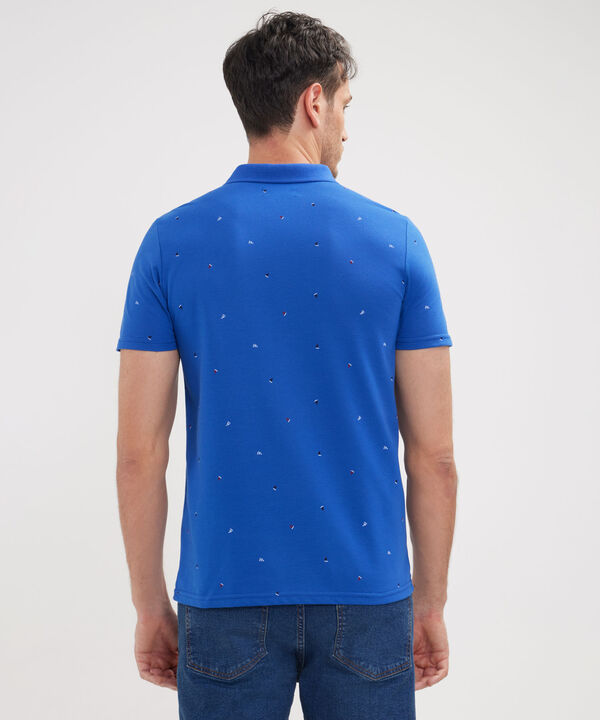 Polo Estampada Cuello Tejido Con Bolsillo