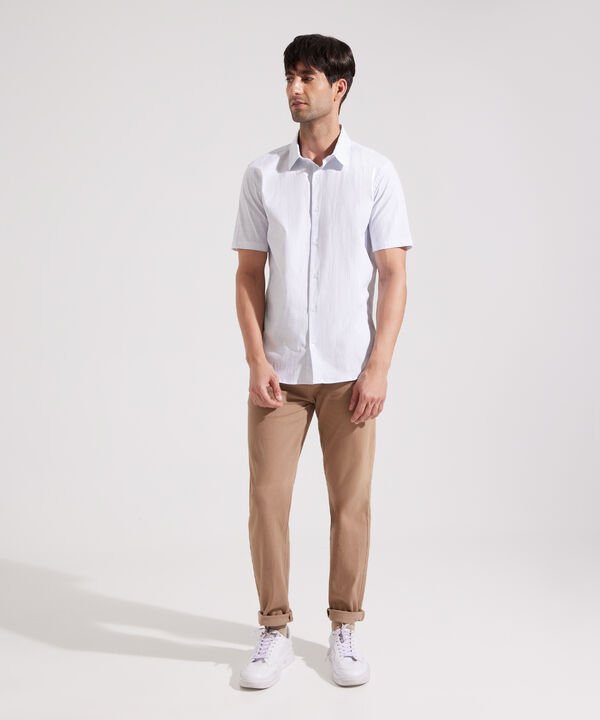 Camisa Estampada Manga Corta, Cuello Formal
