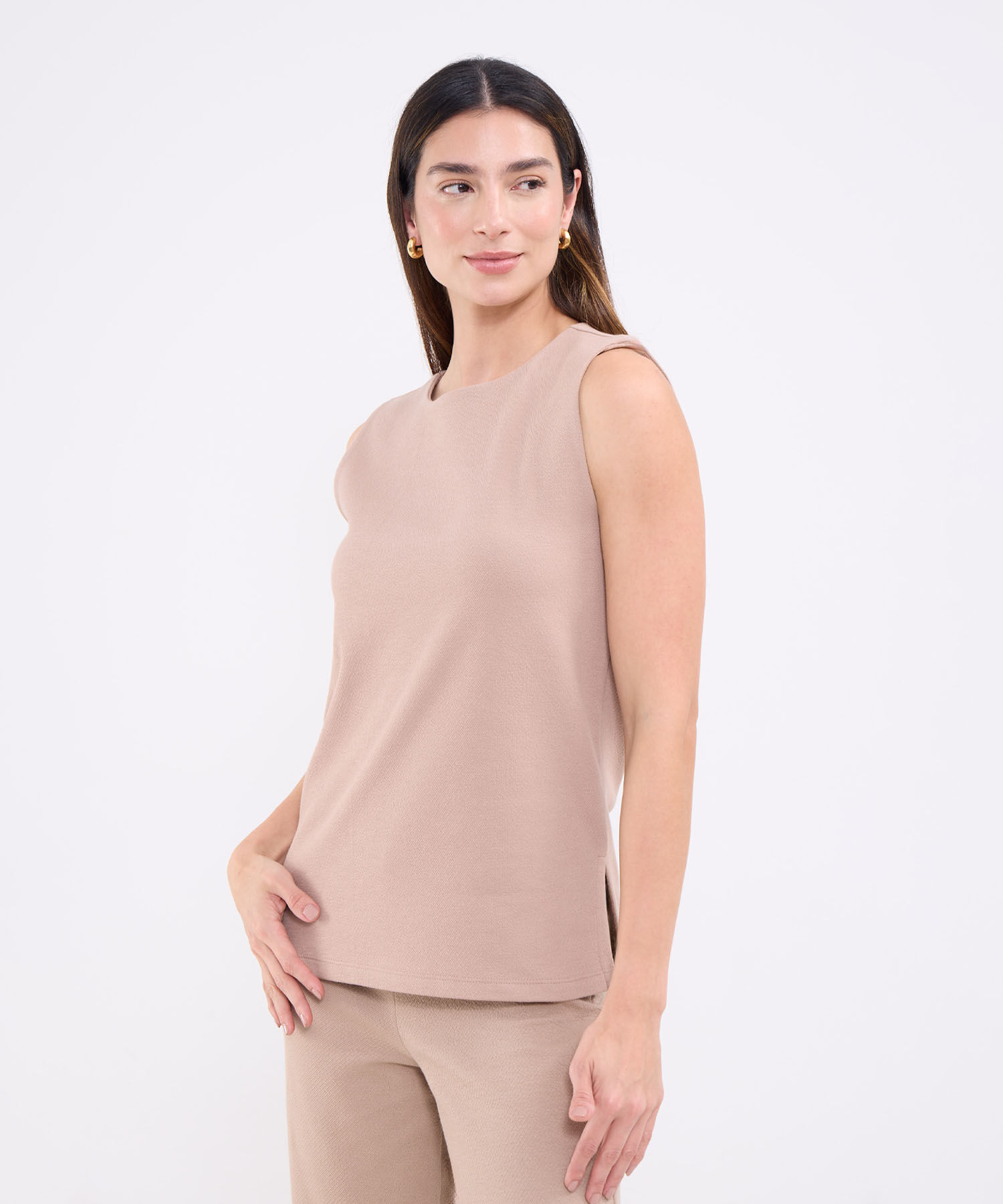 Camiseta manga sisa unicolor para mujer