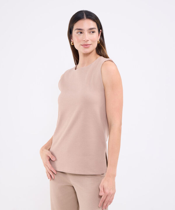 Camiseta manga sisa unicolor para mujer image number null