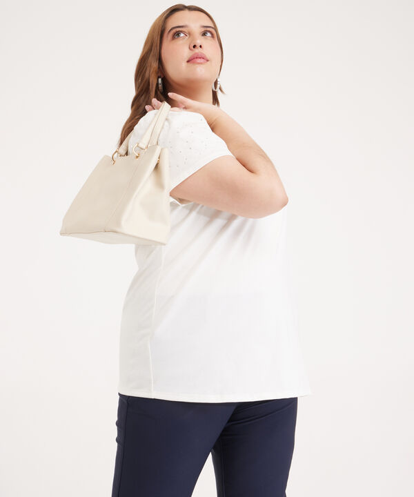 Camiseta Manga Corta Con Bordado De Lentejuelas En Mangas