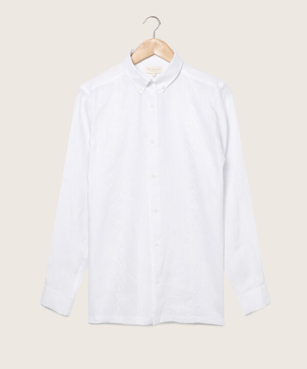 Camisa Guayabera Cuello Con Boton Down Manga Larga