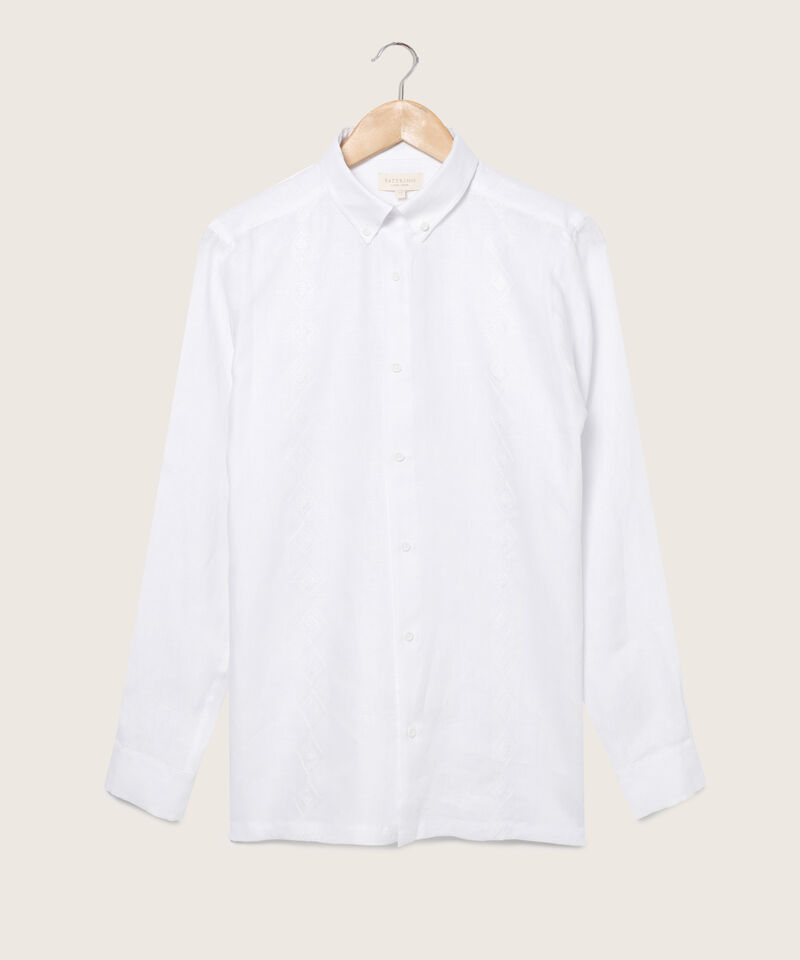 Camisa Guayabera Cuello Con Boton Down Manga Larga