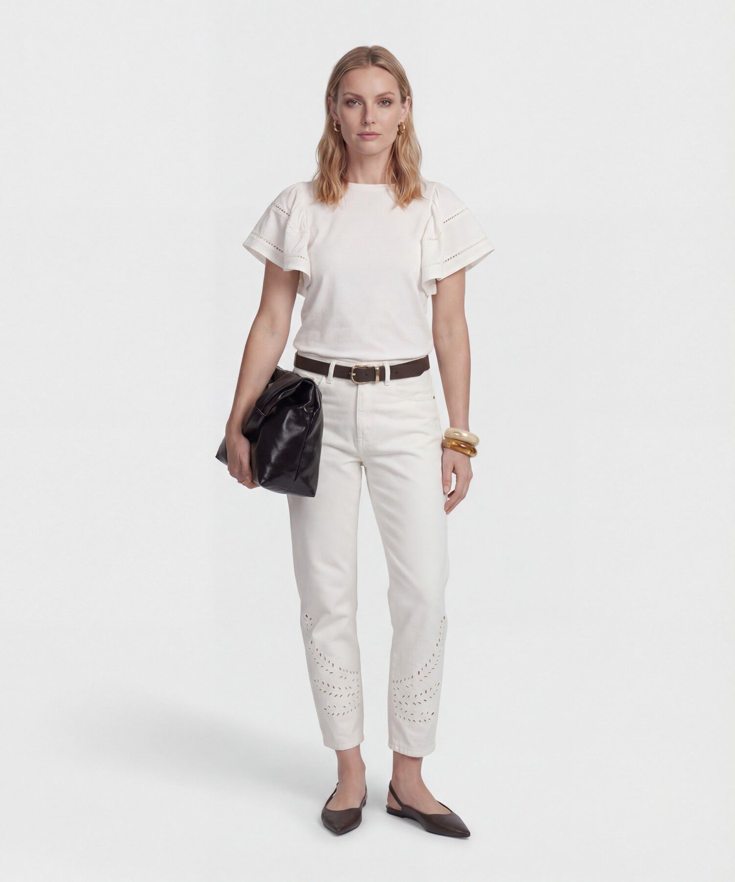 Jean Mom con Bordados Calados para Mujer