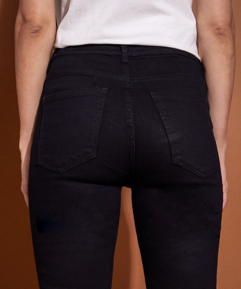 Jean Cropped Flare Tono Negro