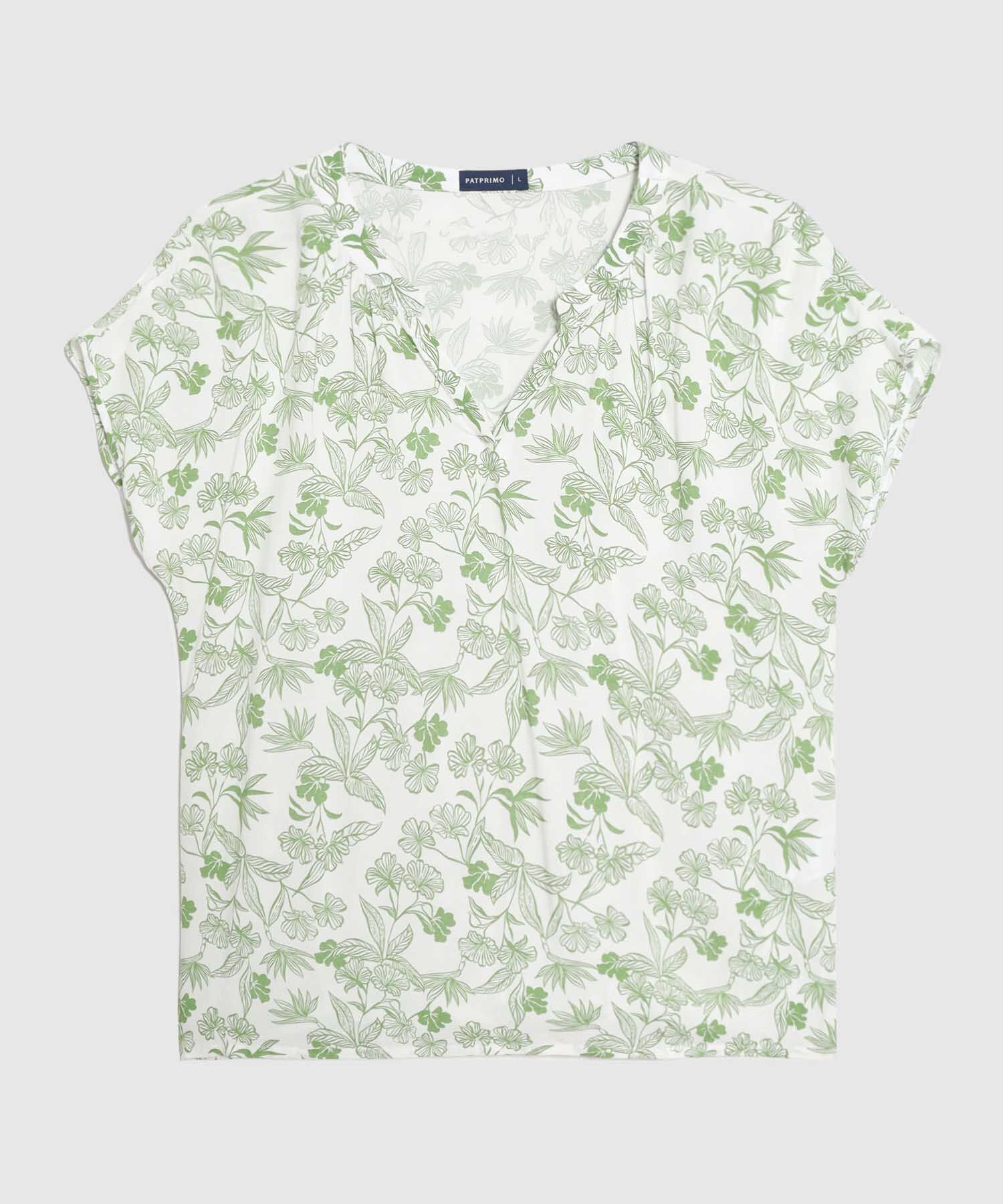 Blusa Estampada Cuello Mao