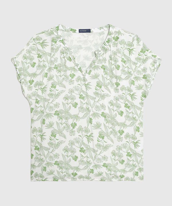 Blusa Estampada Cuello Mao