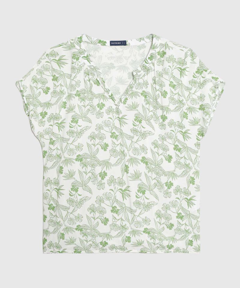 Blusa Estampada Cuello Mao