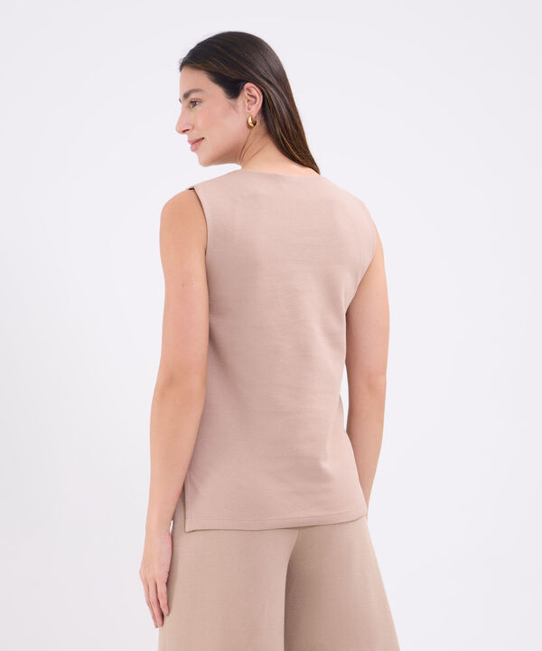 Camiseta manga sisa unicolor para mujer