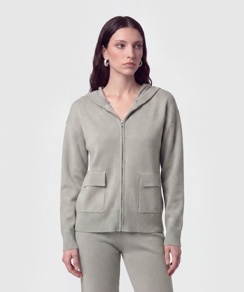 Buzo Abierto con Capucha y Bolsillos Para Mujer