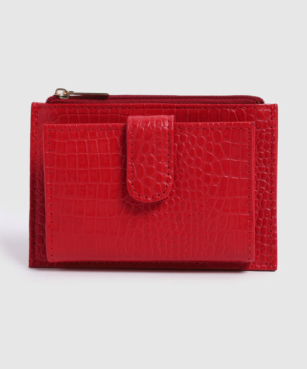 Billetera Compacta Textura Reptil Para Mujer image number null