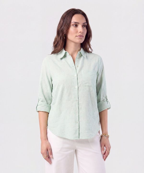 Camisa Texturizada con Manga Larga para Mujer