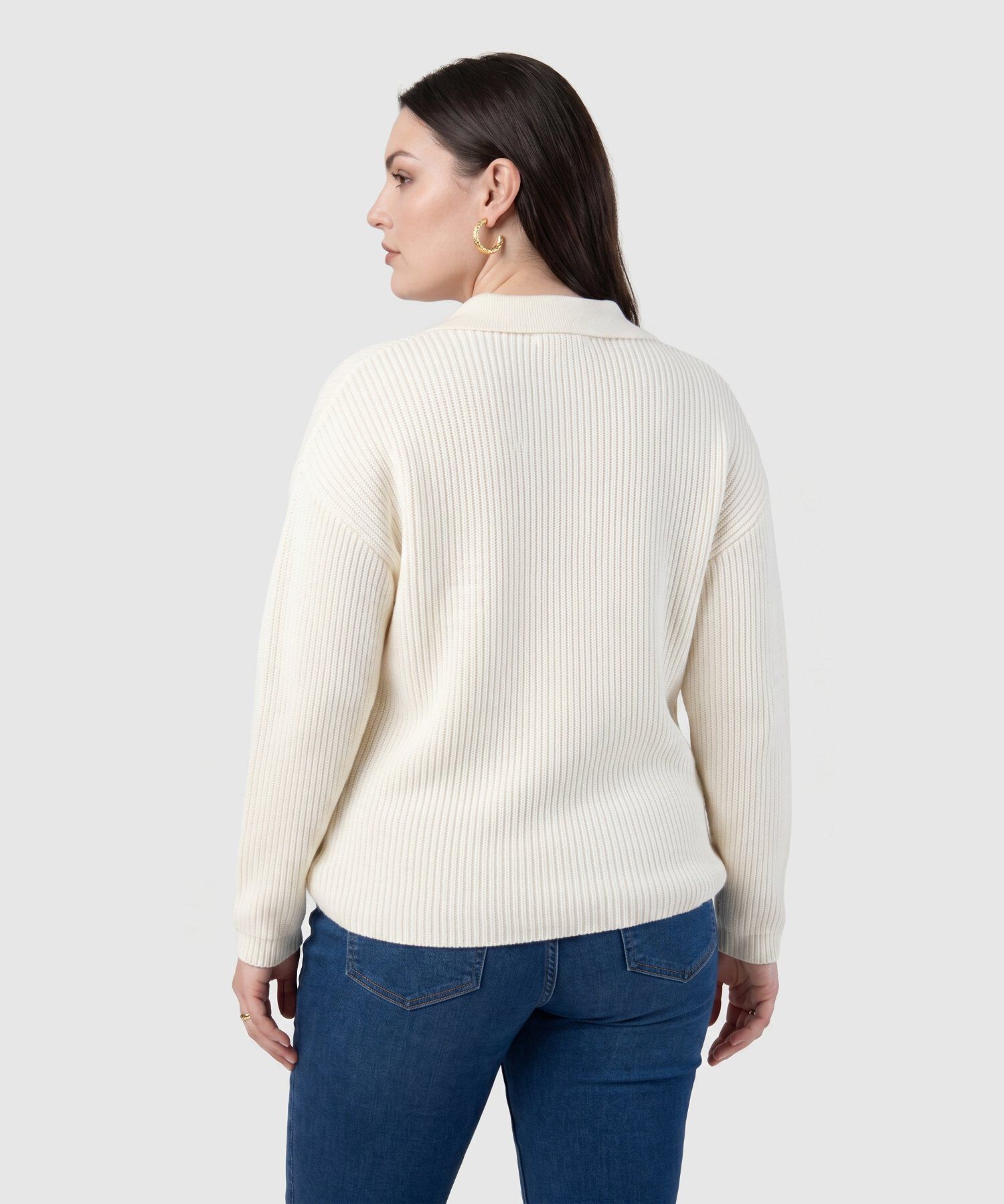 Su&eacute;ter De Punto Con Cuello Tipo Polo Para Mujer Curvy