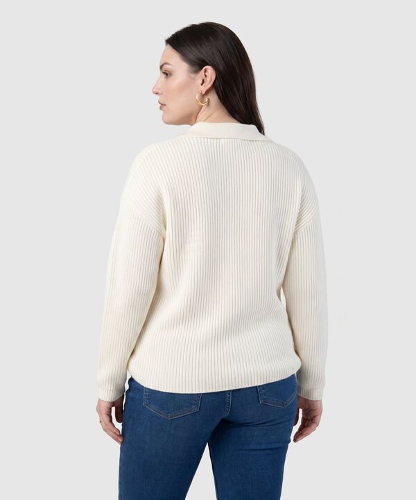 Su&eacute;ter De Punto Con Cuello Tipo Polo Para Mujer Curvy
