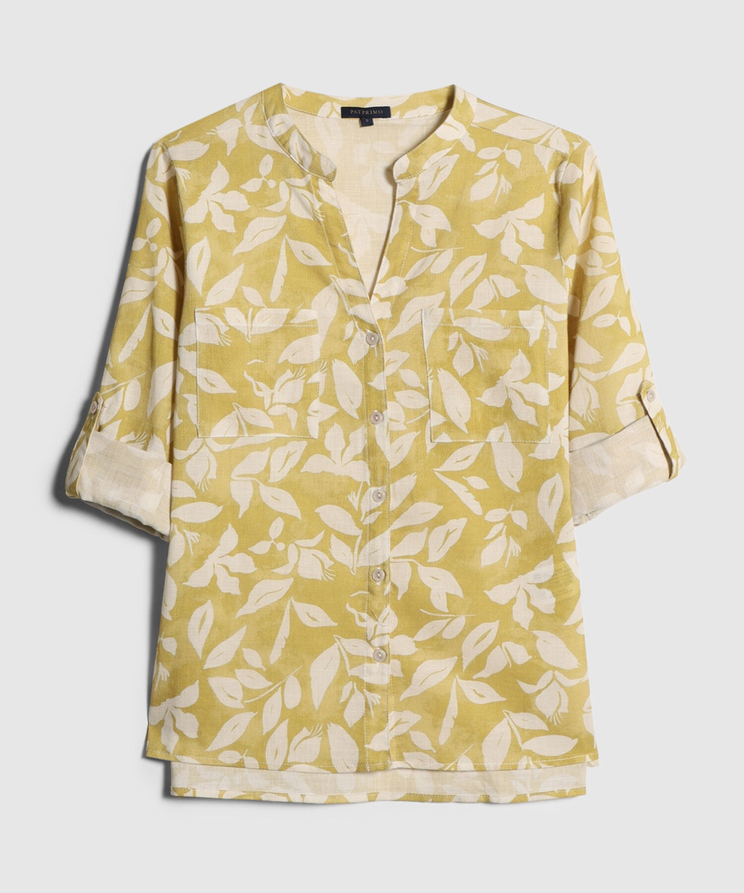 Blusa Manga Larga Estampada En Lino