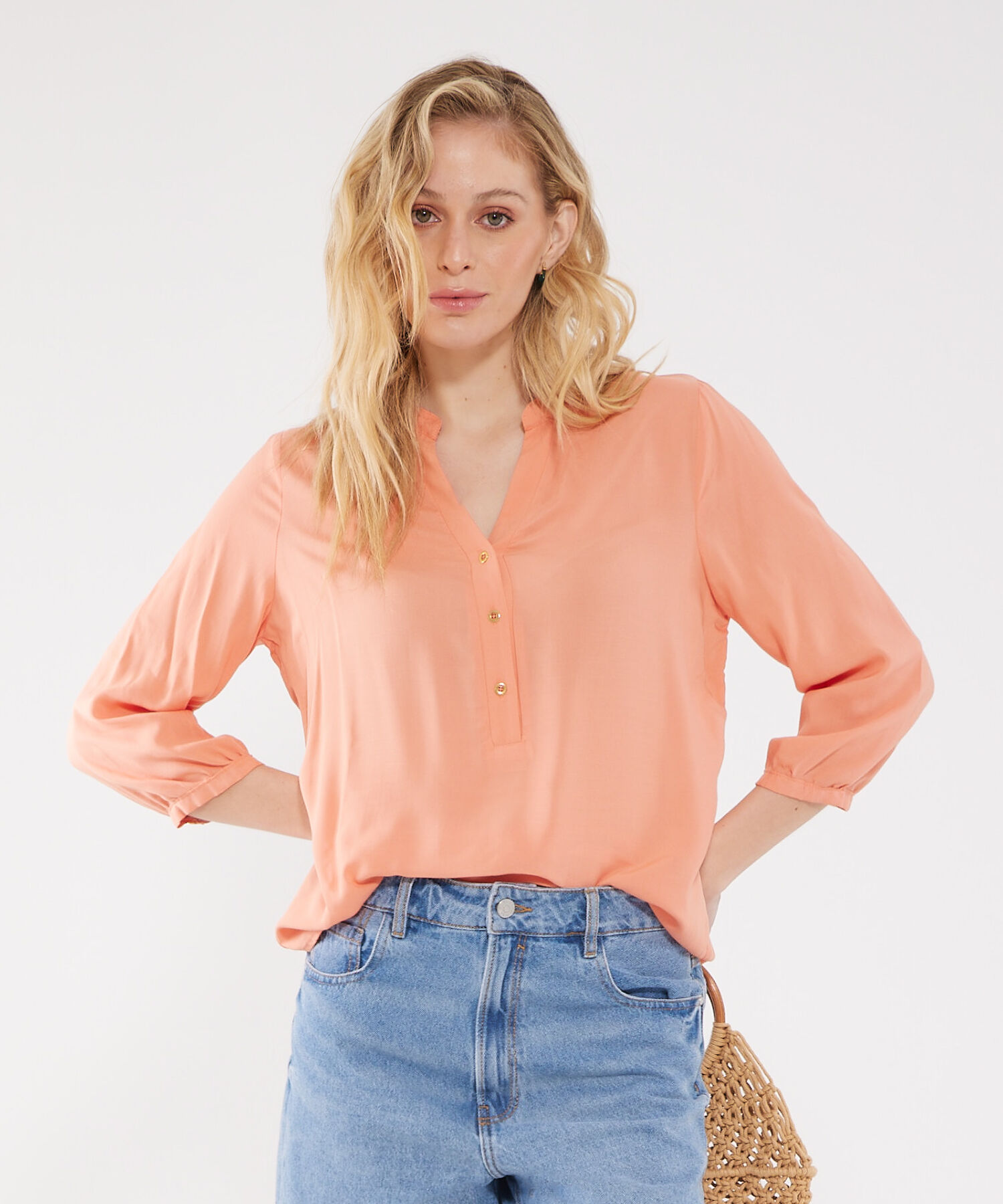 Blusa con Cuello Mao