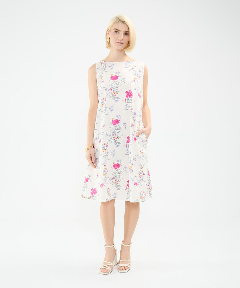 Vestido Estampado en Efecto Lino