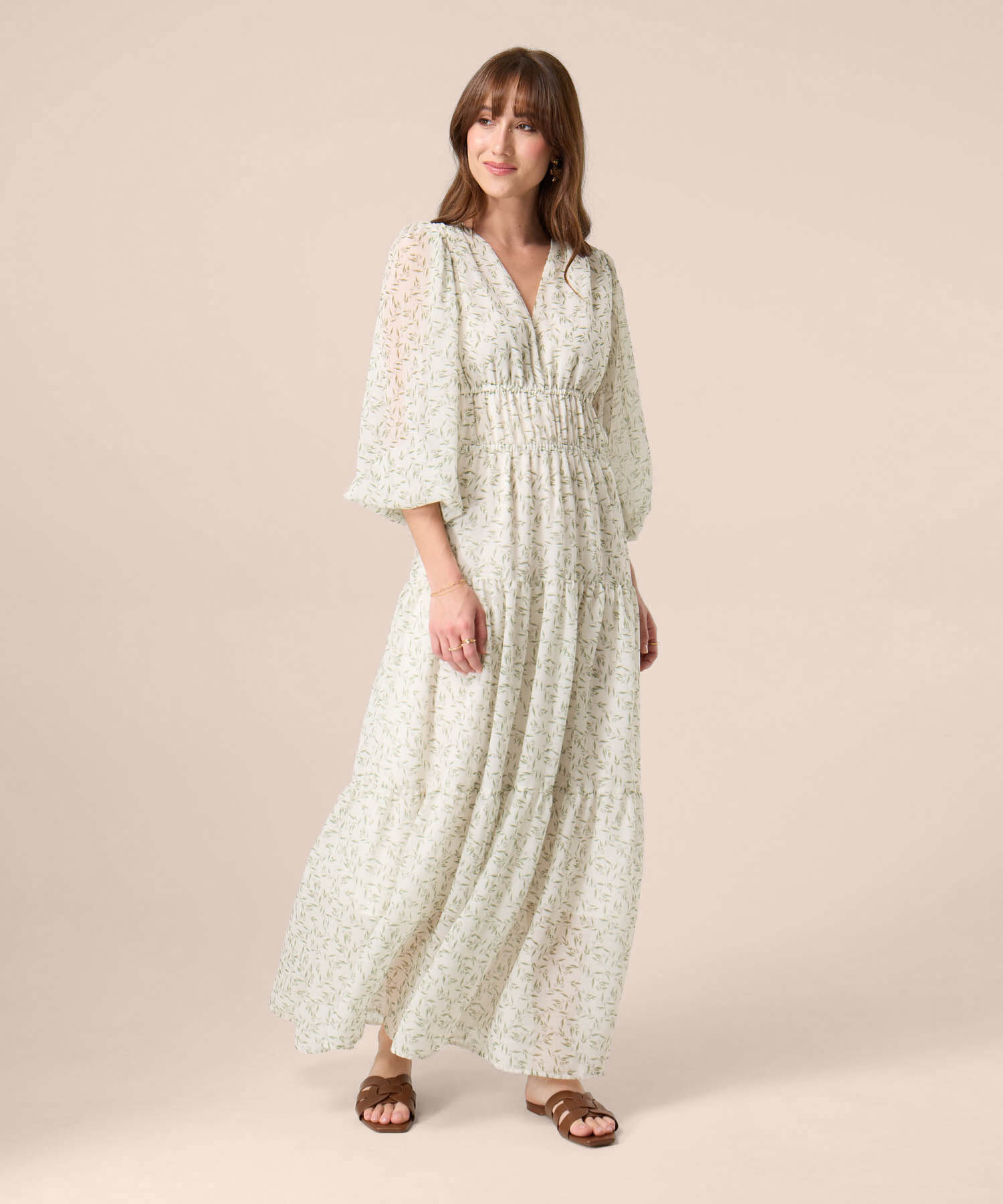 Vestido Largo Con Cintura Enresortada Para Mujer