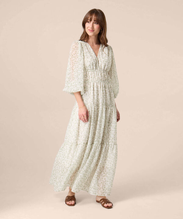 Vestido Largo Con Cintura Enresortada Para Mujer