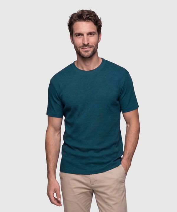 Camiseta Texturizada Manga Corta Para Hombre image number null