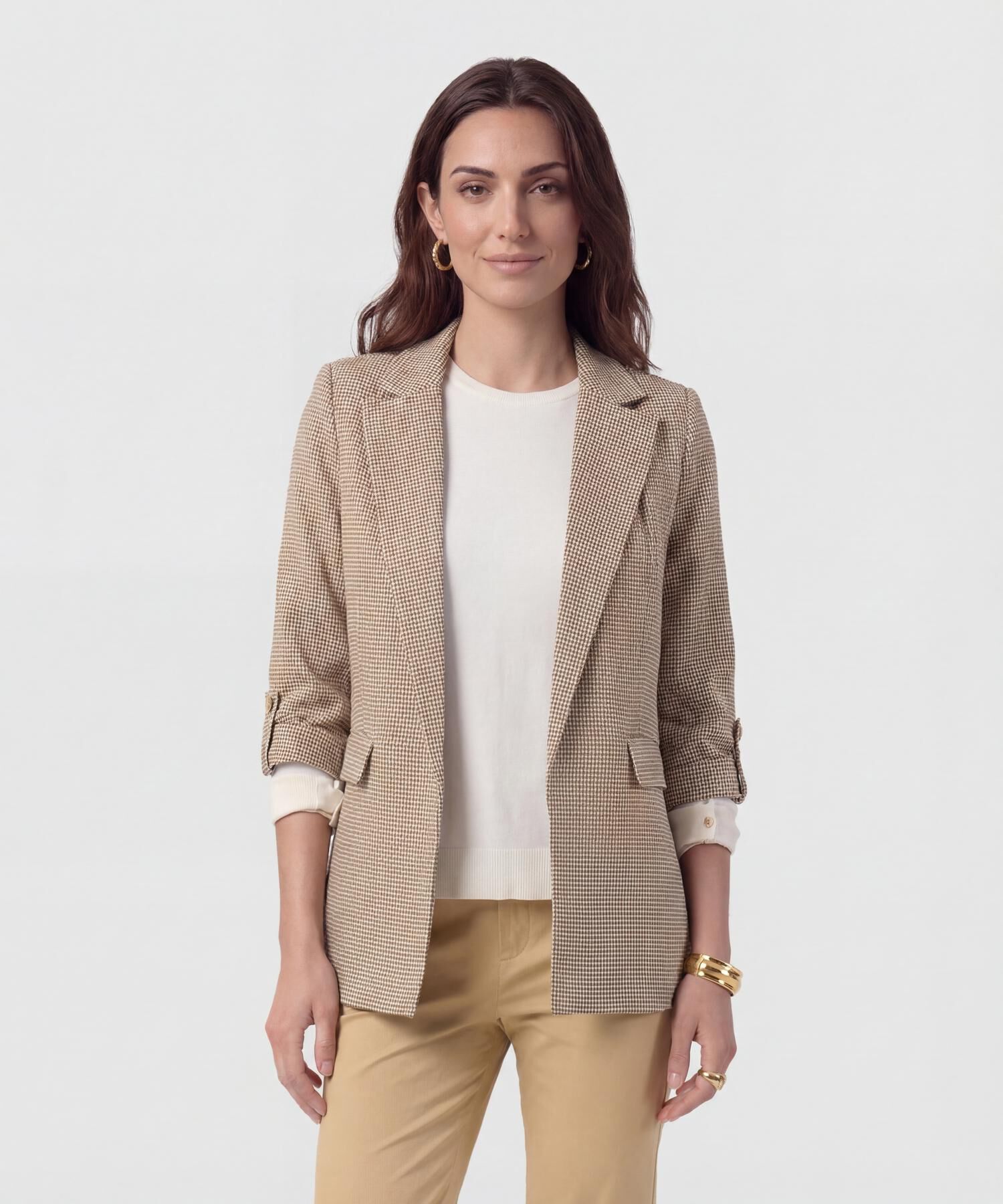 Blazer De Manga Recogida Con Martingala Mujer