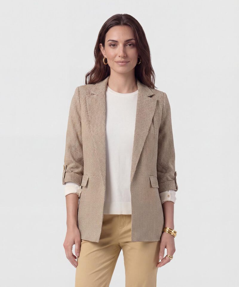 Blazer De Manga Recogida Con Martingala Mujer