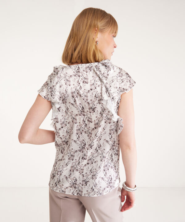 Blusa Escote Redondo Con Boleros En Sisa Estampada