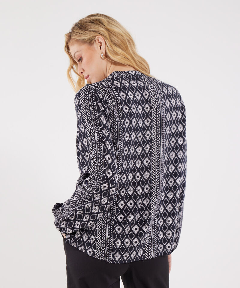 Blusa Estampada con Cuello Mao