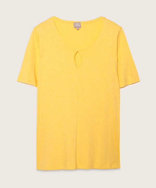 Camiseta Manga Corta Con Abertura En Cuello