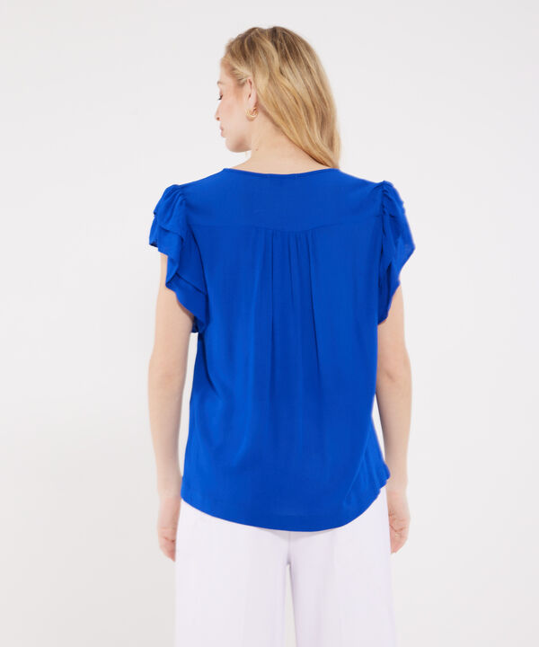 Blusa Manga Corta Unicolor  Con Bordado En Frente image number null