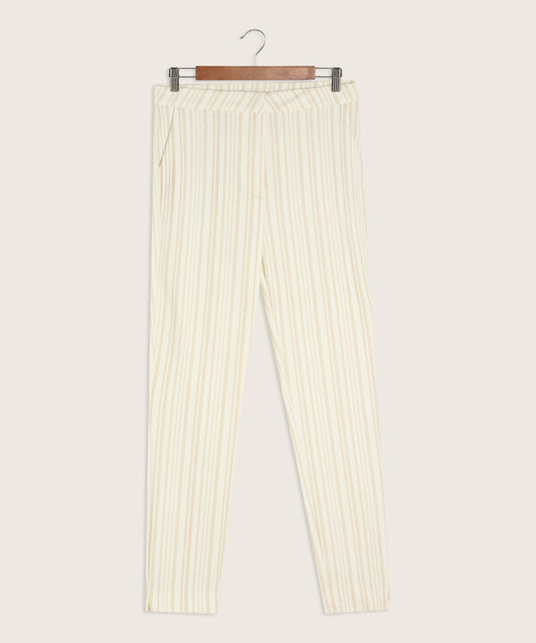 Pantalón Clásico Estampado Con Elástico Unicolor En Pretina