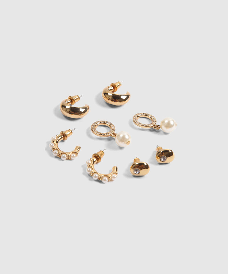 Set x 4 Aretes Dorados con Perlas