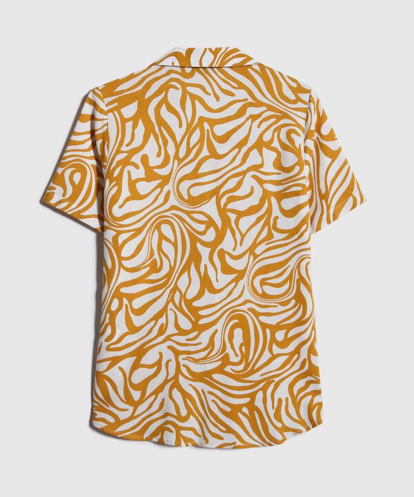 Camisa Estampada, Manga Corta, Cuello Camisero
