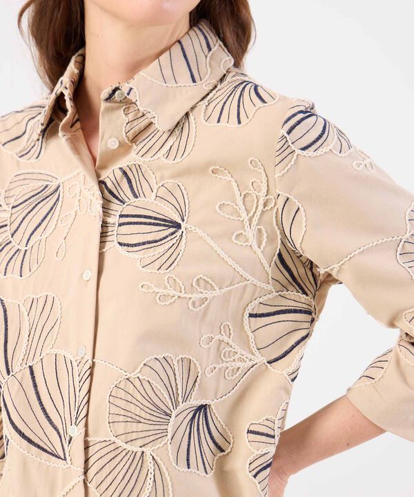 Blusa Camisera con Bordado Floral para Mujer image number null