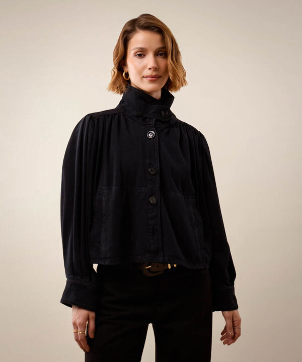 Chaqueta Denim Unicolor Para Mujer image number null