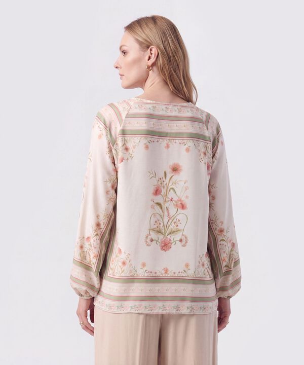 Blusa Con Cuello En V Y Manga Larga Mujer