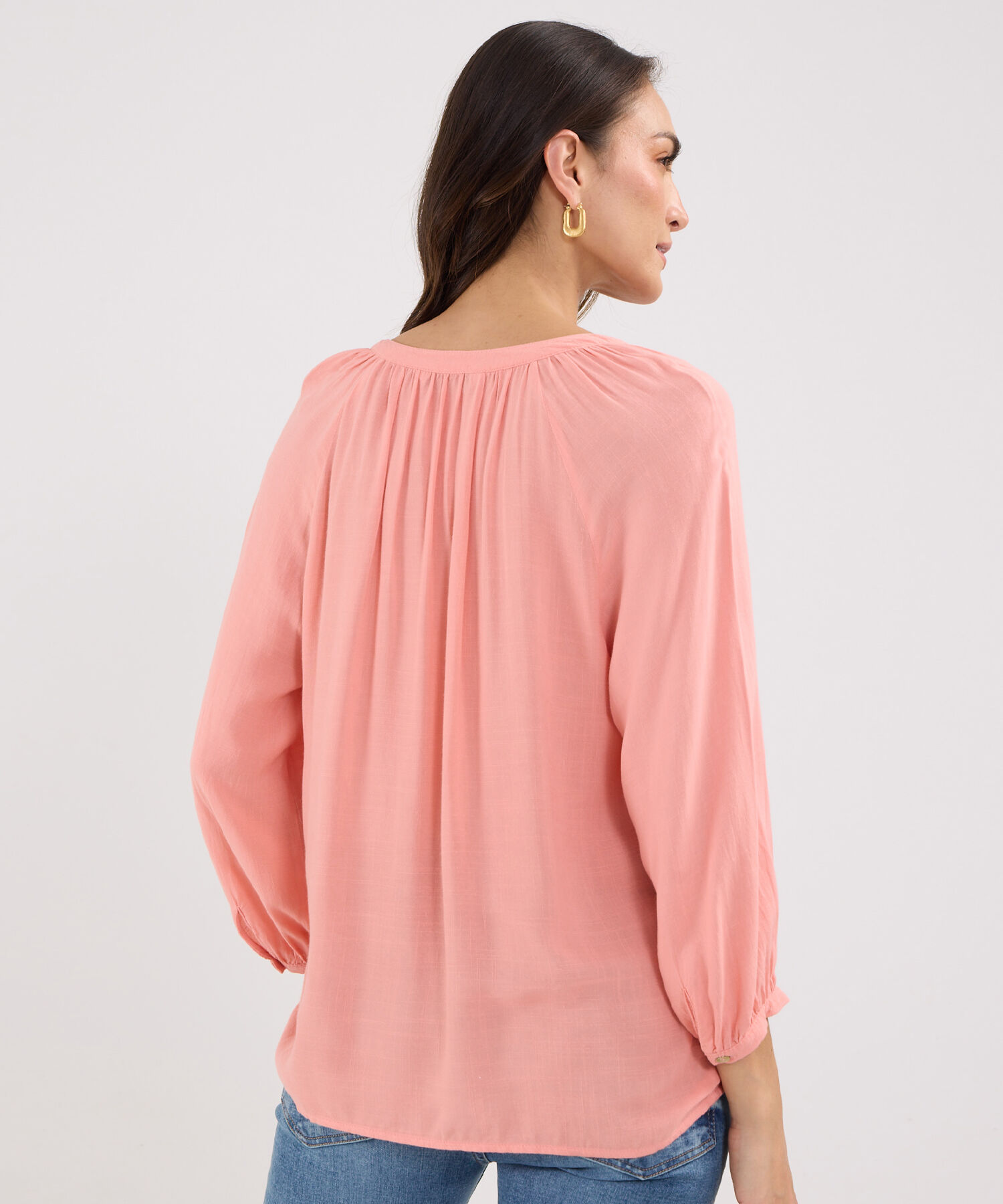 Blusa Manga Tres Cuartos Cuello Neru Unicolor