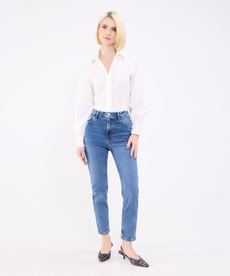 Camisa Unicolor Con Pedrería En Puño