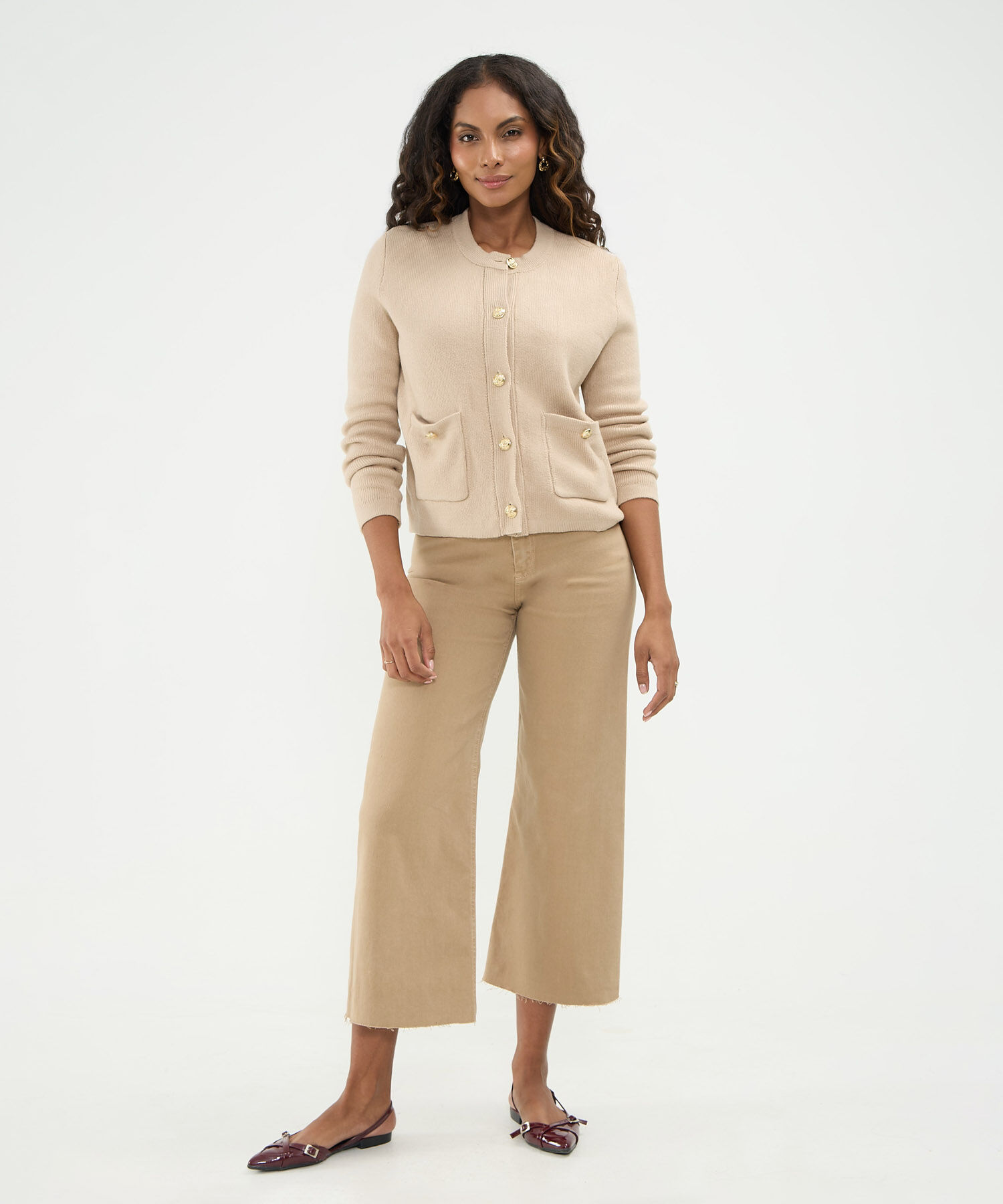 Saco Cardigan Con Botones Nauticos Para Mujer