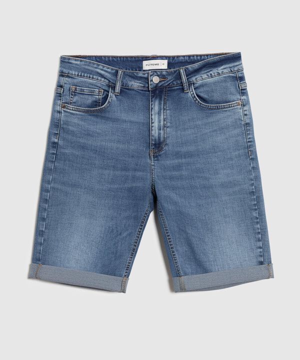 Bermuda Denim Con Doblez Para Mujer image number null