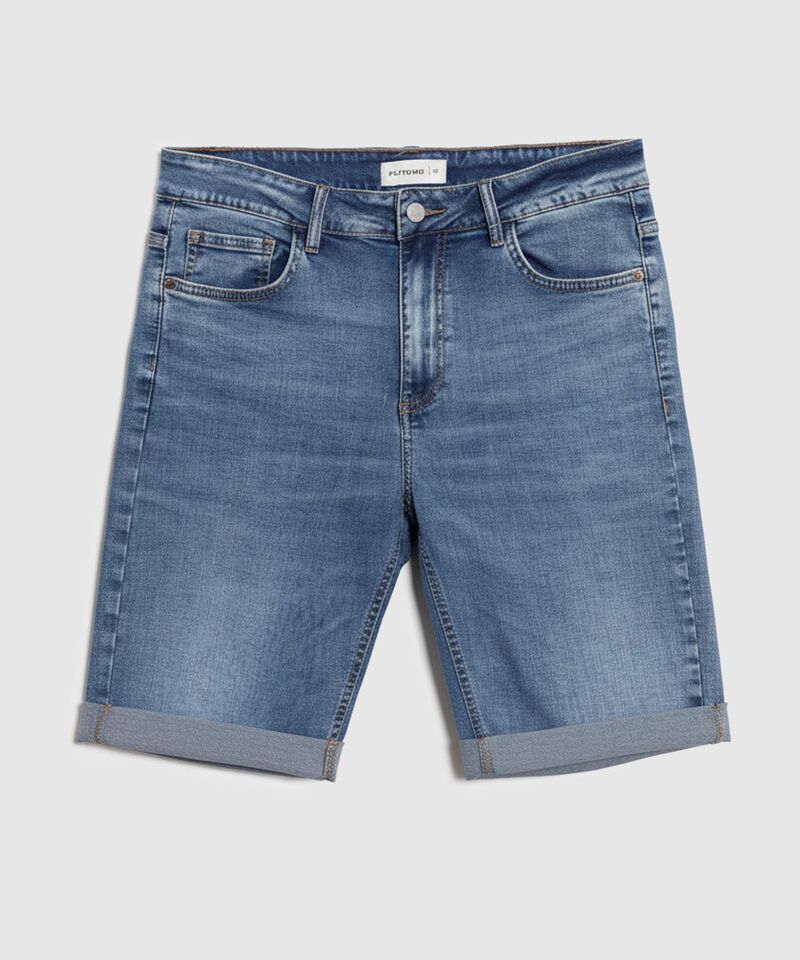 Bermuda Denim Con Doblez Para Mujer