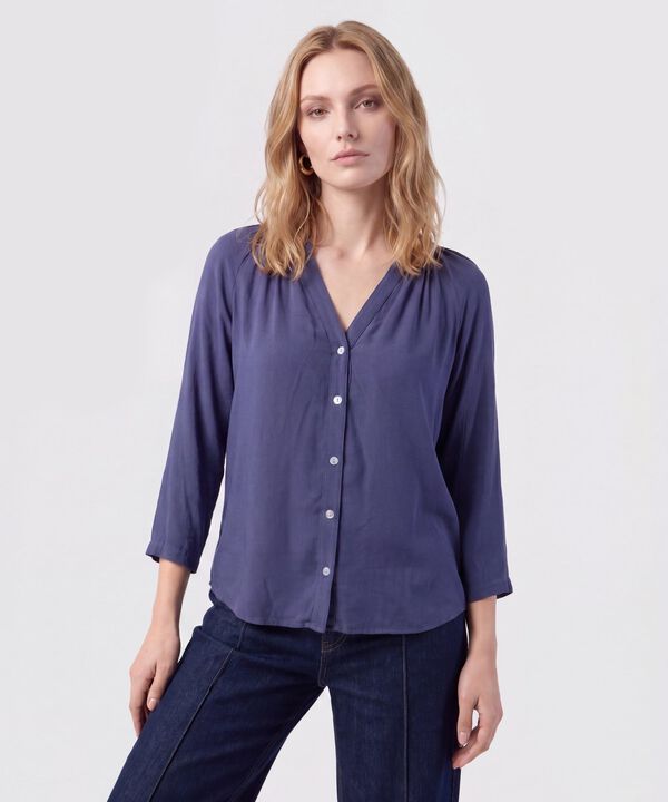 Blusa Manga Tres Cuartos Con Botones Para Mujer