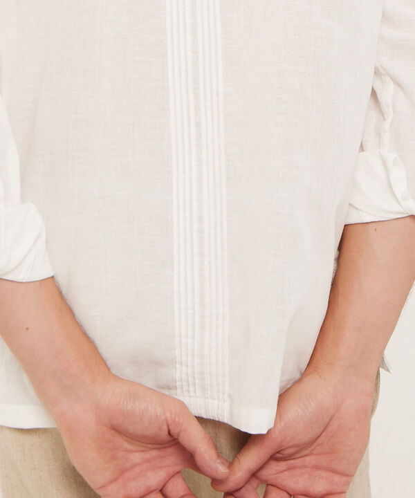Camisa Guayabera Cuello Camisero Abierto Mini