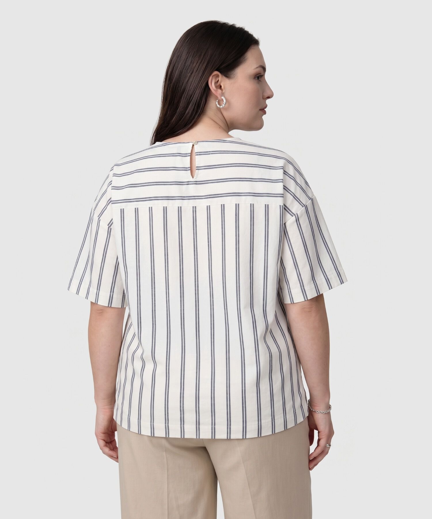 Blusa De Rayas Cuello Redondo Mujer Curvy