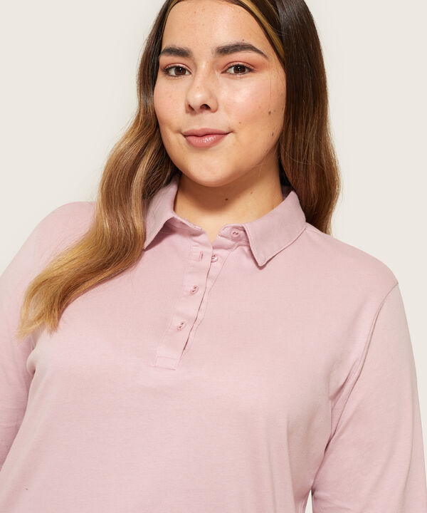 Polo Unicolor Con Botones Mujer Curvy