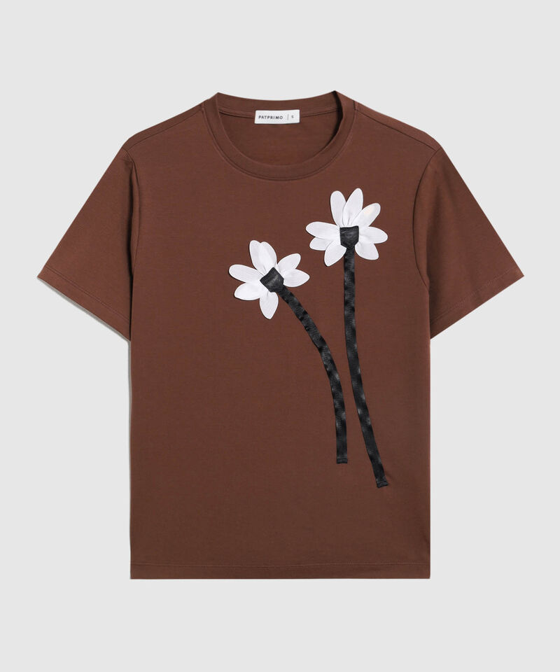 Camiseta con Apliques de Flores Para Mujer