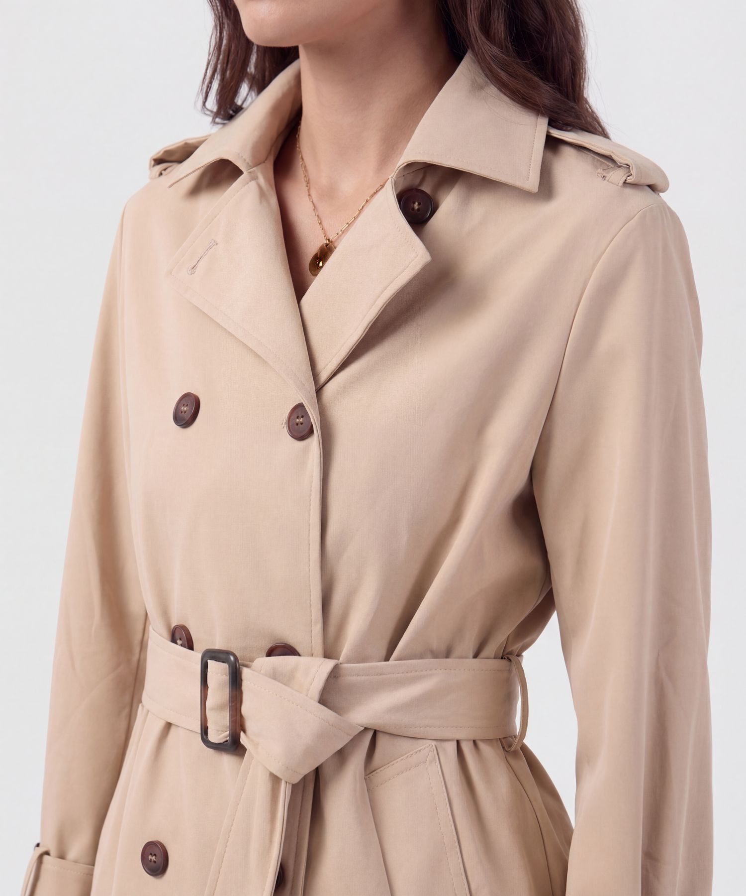 Chaqueta Trench Con Cintur&oacute;n Para Mujer
