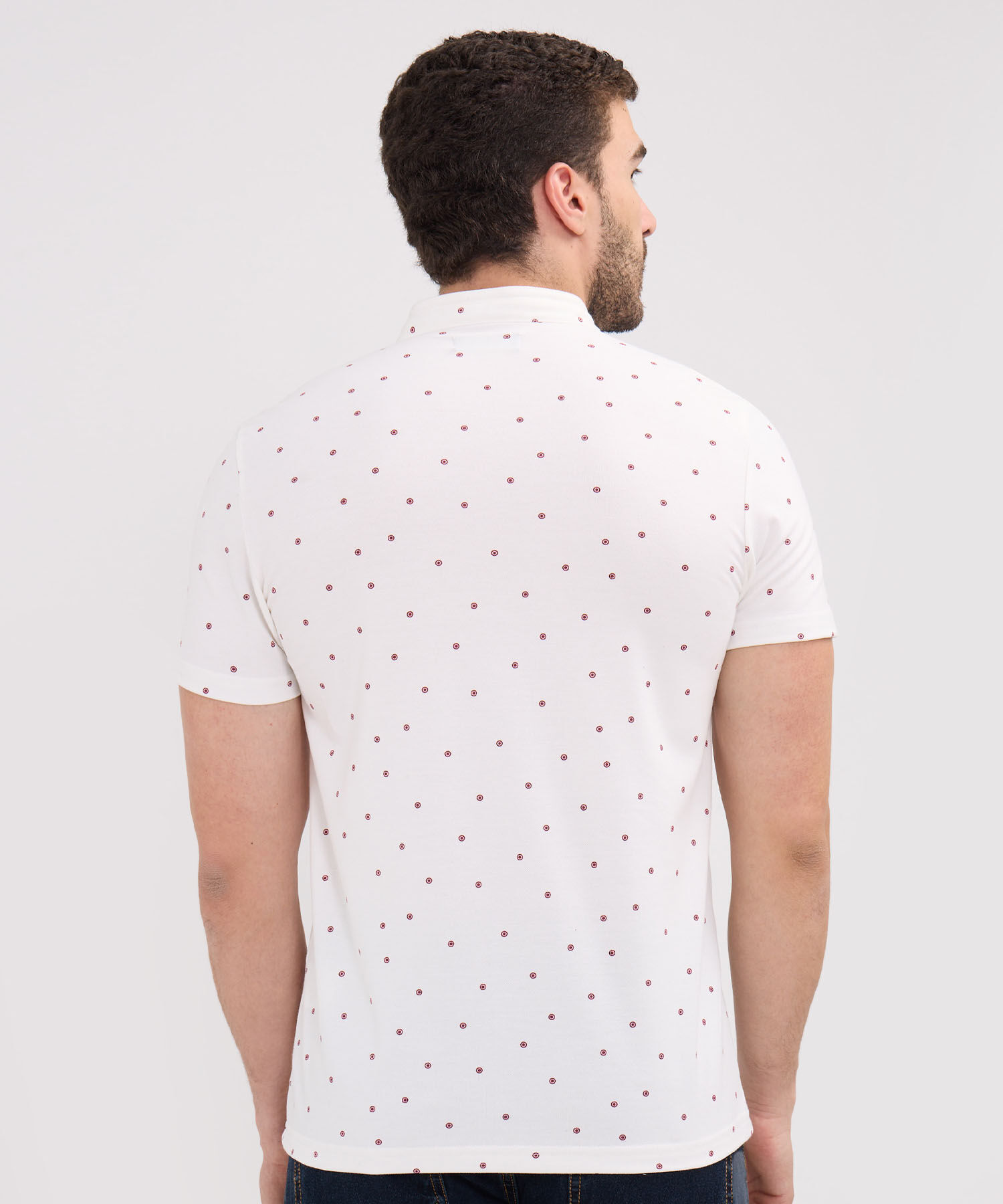 Polo Estampada, Cuello Mao Sin Bolsillo